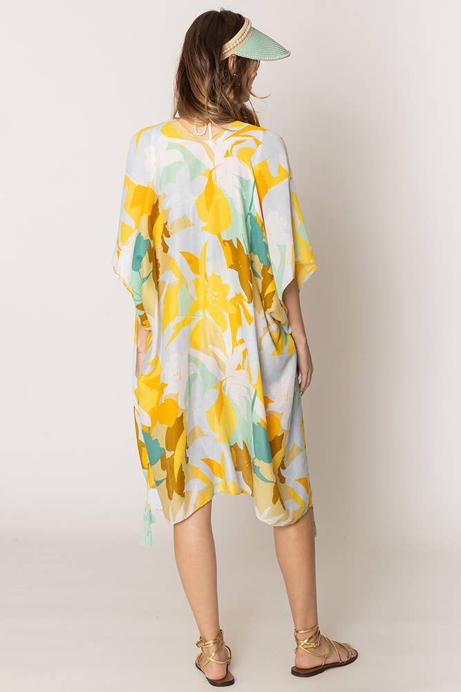 Floral Print Tassel Kimono