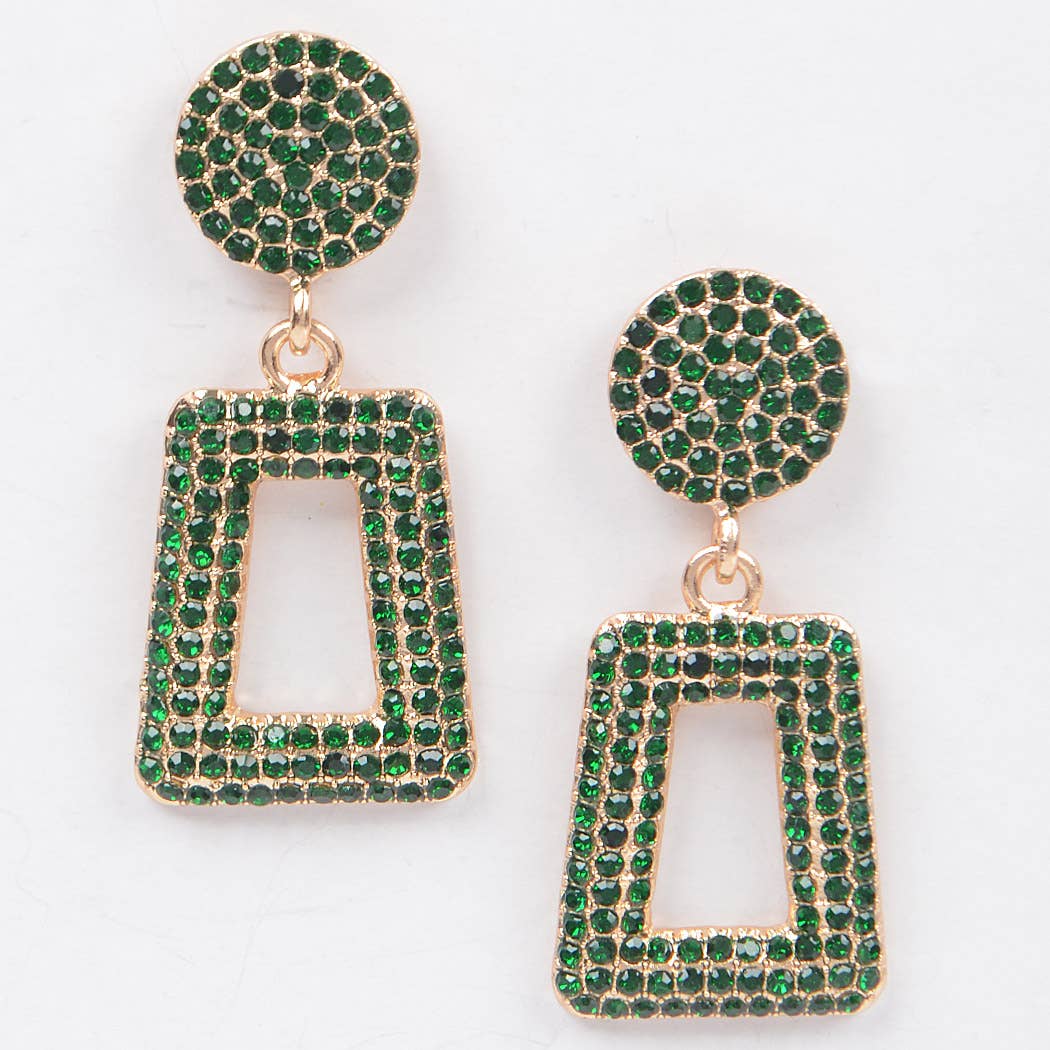 Glittered Beads Drop Earrings: Green