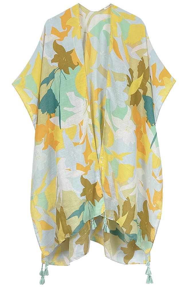 Floral Print Tassel Kimono