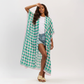 Houndstooth Pink/Green Kimono