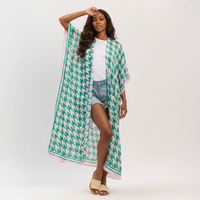Houndstooth Pink/Green Kimono
