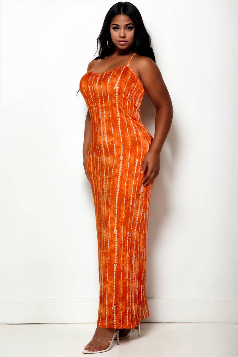 Tie Dye Printed Cami Bodycon Maxi Dress: Mango