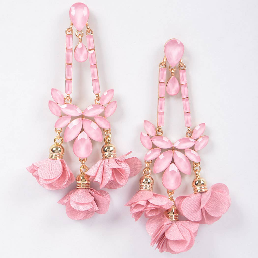 Flower Rhinestone Earring: Pink