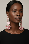 Flower Rhinestone Earring: Pink