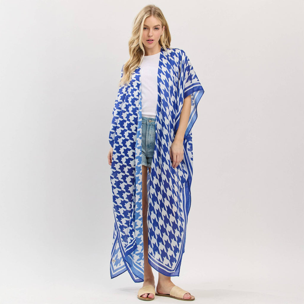 Houndstooth Royal Blue/White Kimono