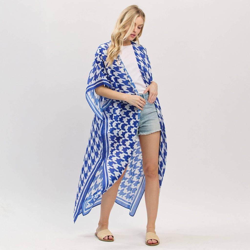 Houndstooth Royal Blue/White Kimono