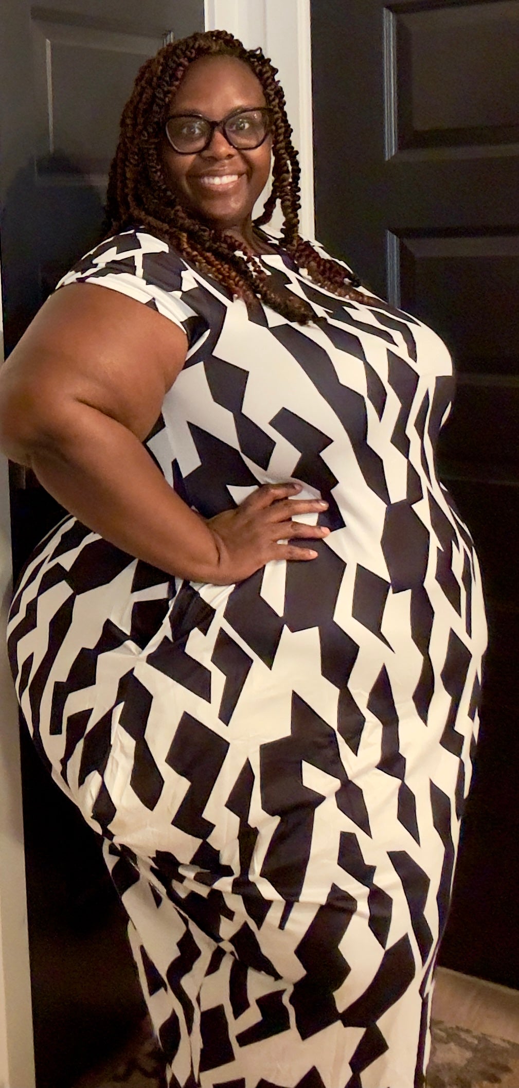 Geo-Print Black and White Maxi Dress