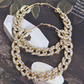 Stoned Chain Hoop Earrings
