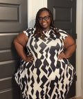 Geo-Print Black and White Maxi Dress