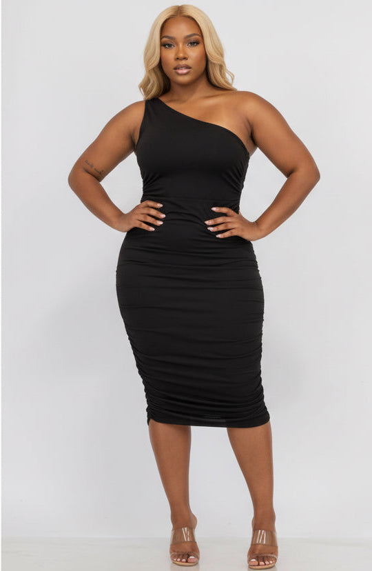 Midi Bodycon Dress: BLACK