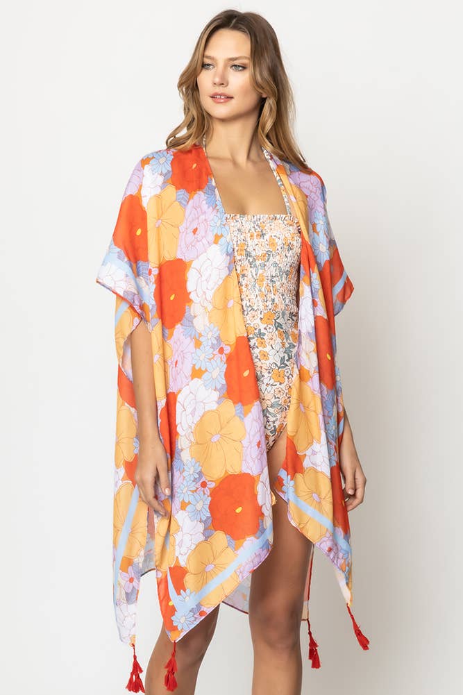 Orange Floral Kimono