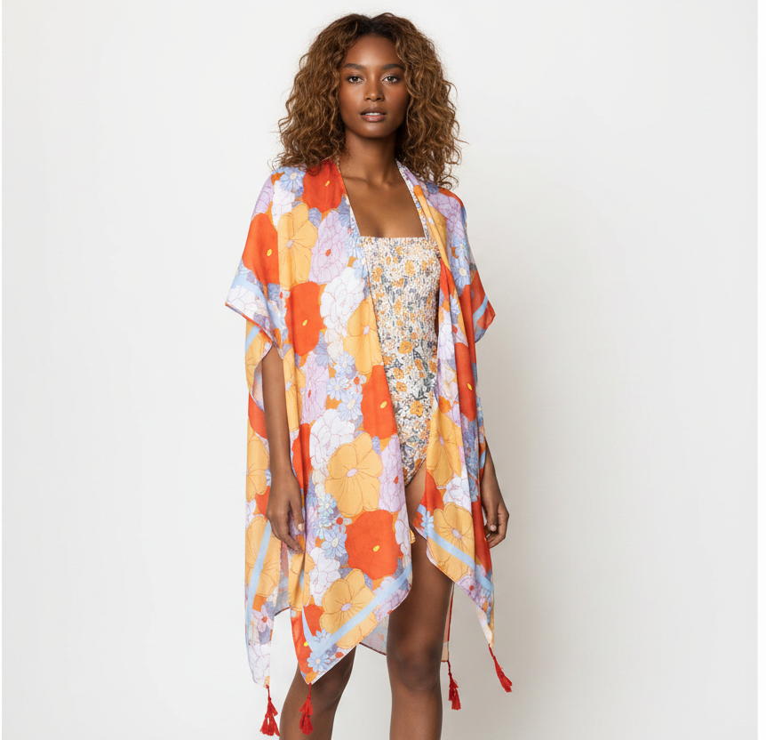 Orange Floral Kimono