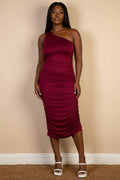 Midi Bodycon Dress: BURGUNDY