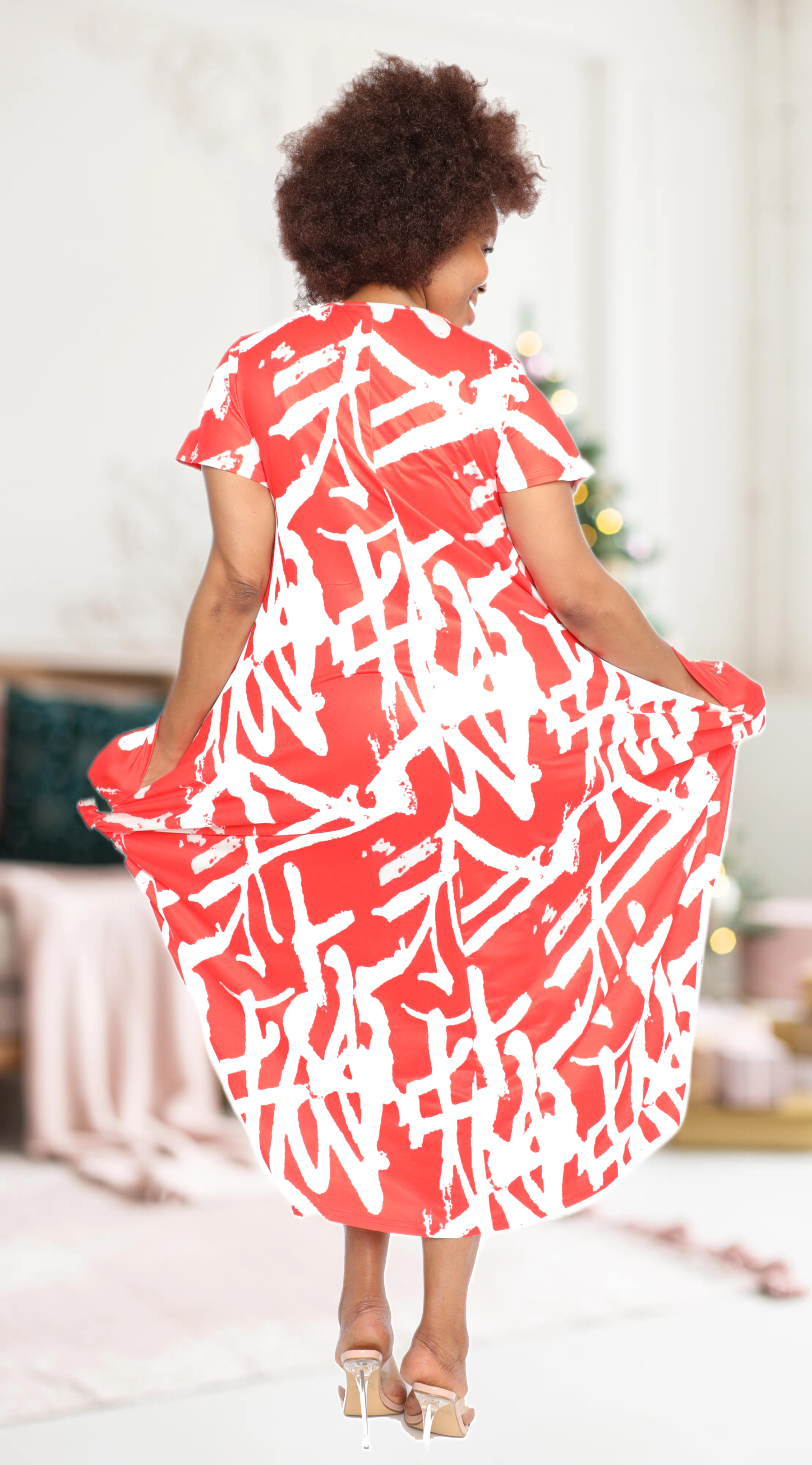 Red and White Maxi Dress