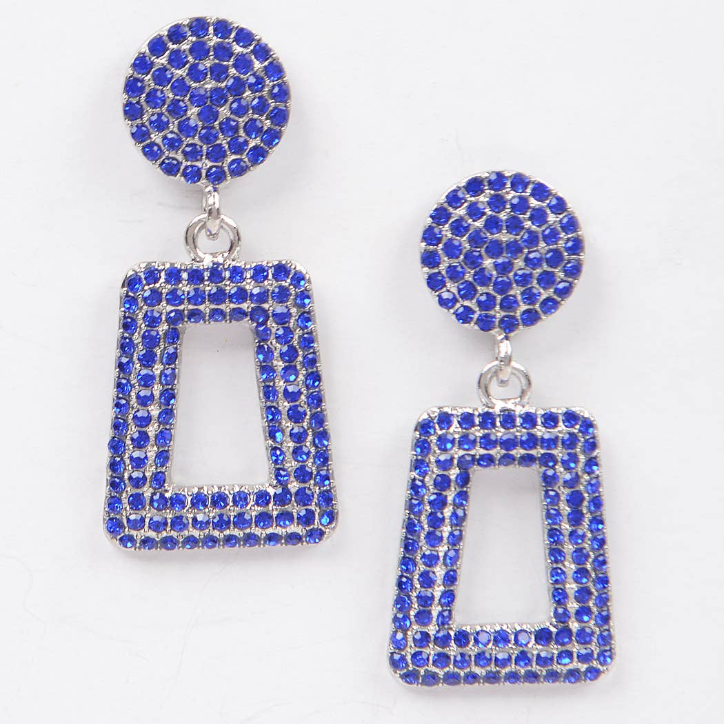 Glittered Beads Drop Earrings: Cobalt