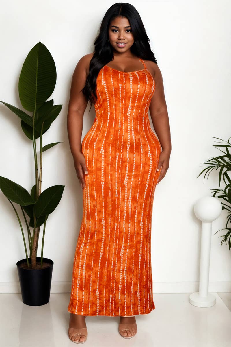 Tie Dye Printed Cami Bodycon Maxi Dress: Mango