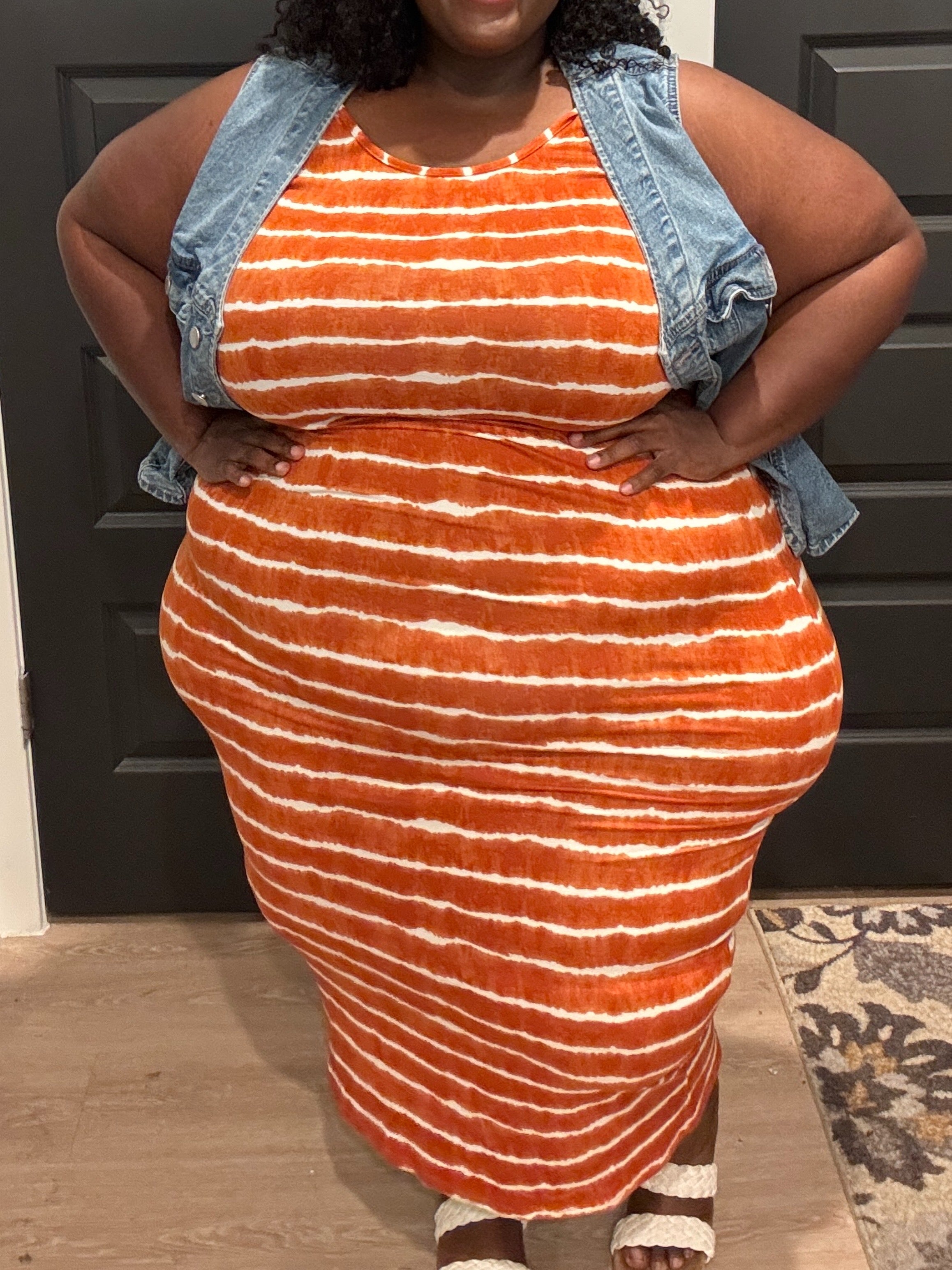 Tie Dye Printed Tank Bodycon Maxi Dress: PRINT MANGO
