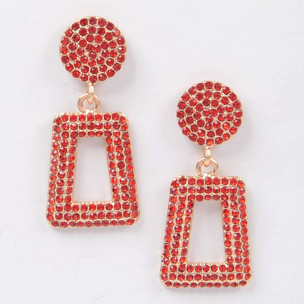 Glittered Beads Drop Earrings: Red