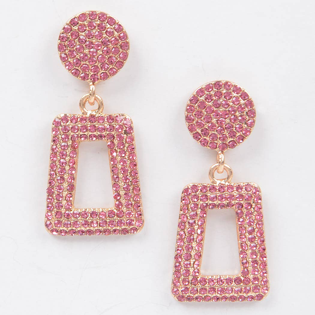 Glittered Beads Drop Earrings: Pink