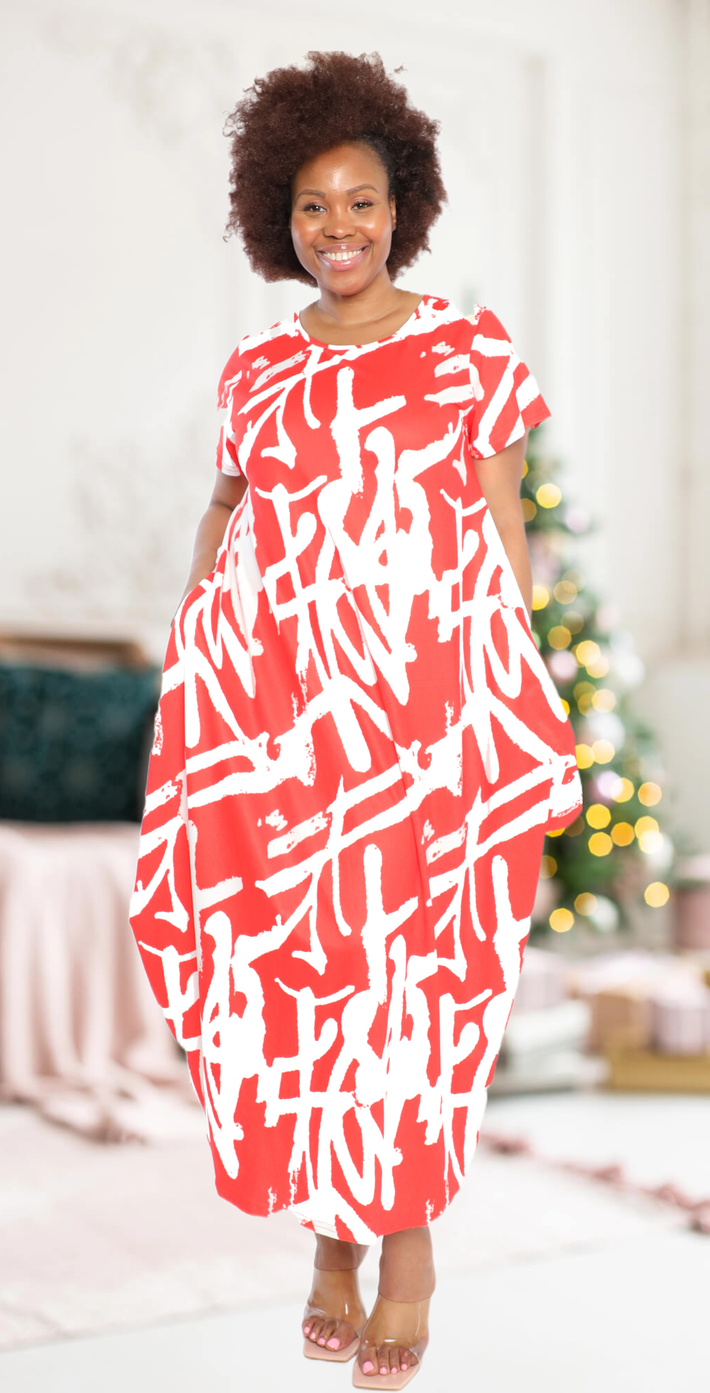 Red and White Maxi Dress