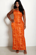 Tie Dye Printed Cami Bodycon Maxi Dress: Mango