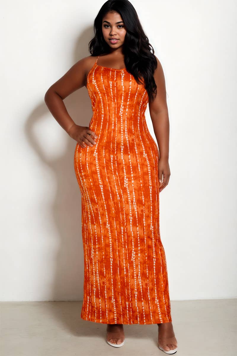 Tie Dye Printed Cami Bodycon Maxi Dress: Mango