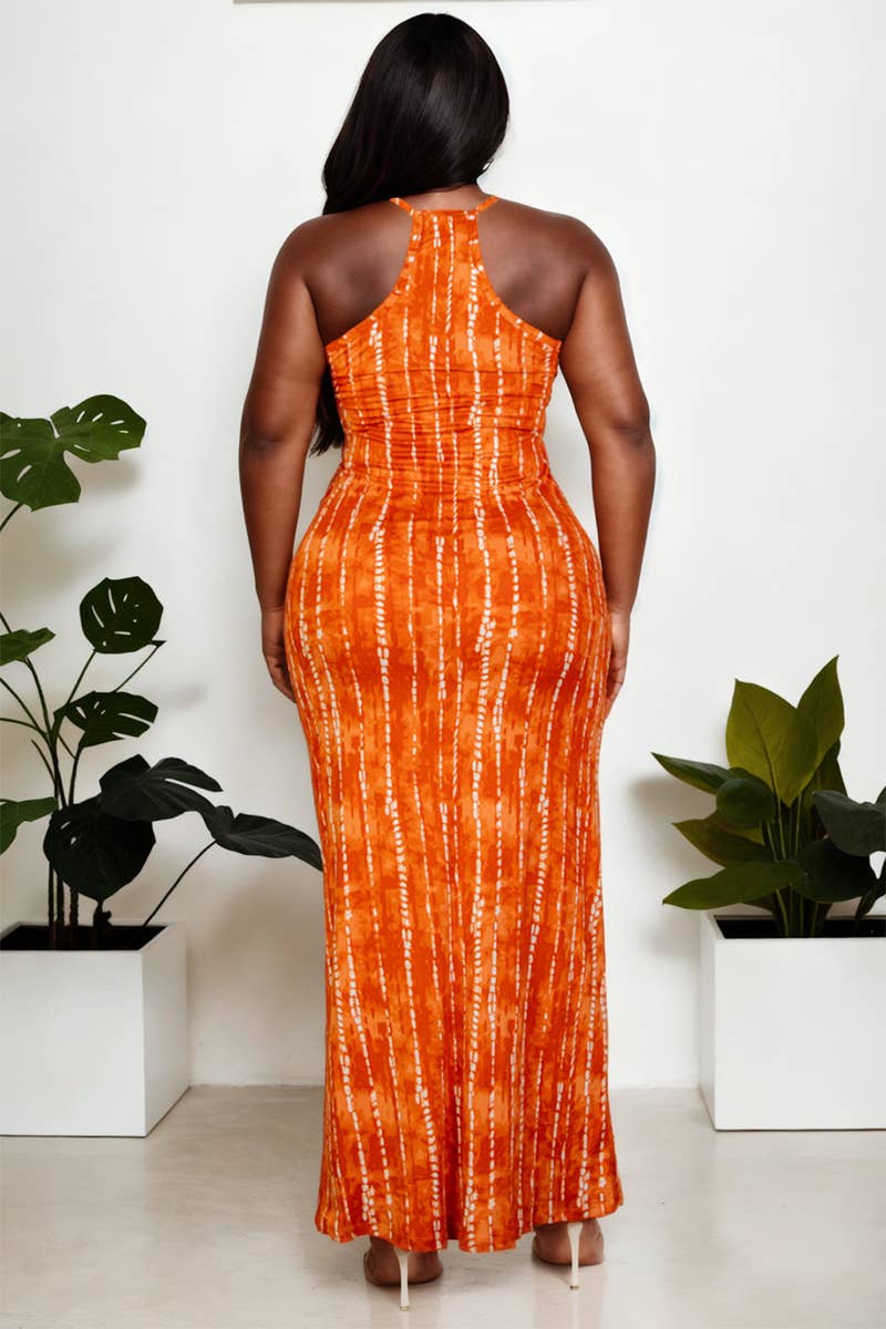 Tie Dye Printed Cami Bodycon Maxi Dress: Mango