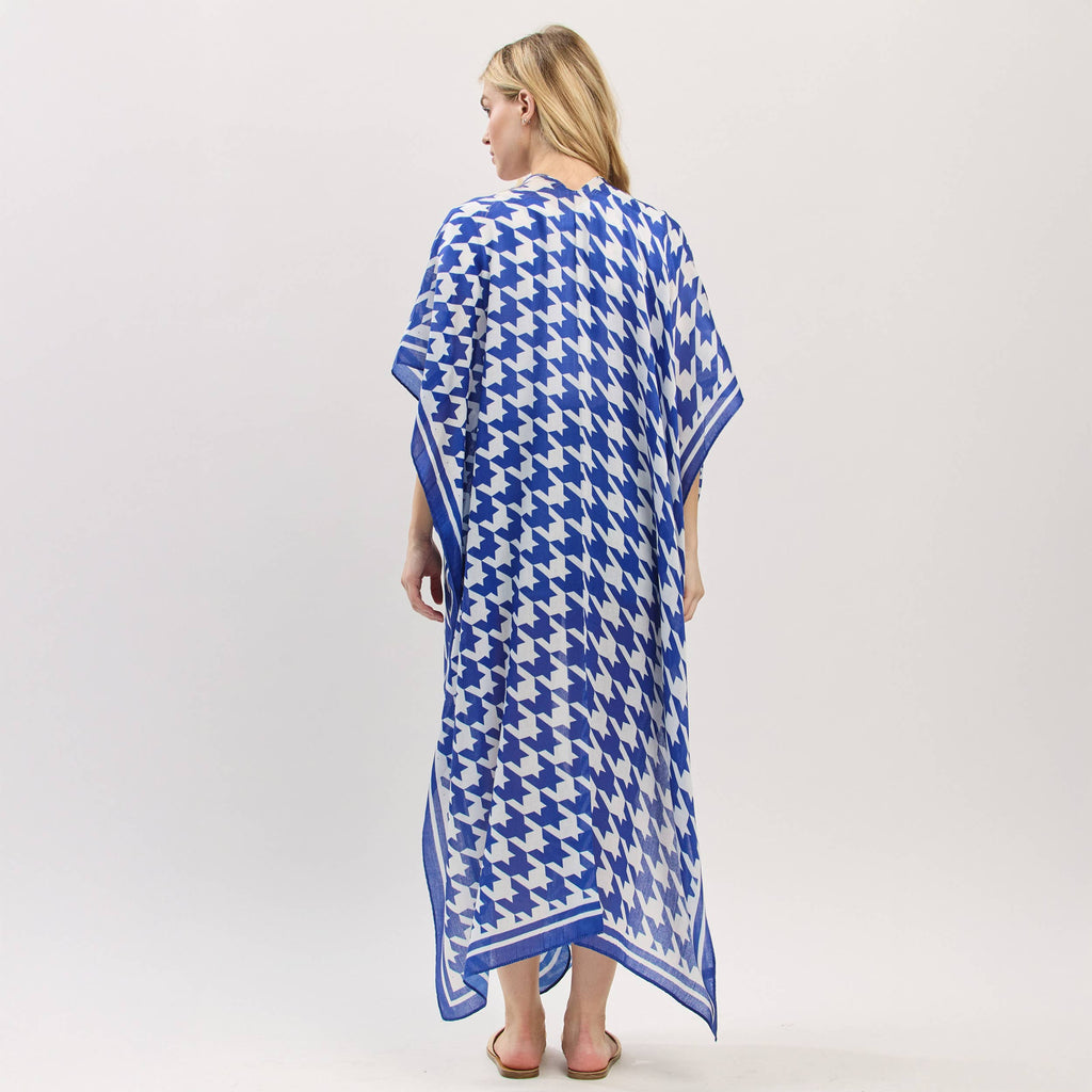 Houndstooth Royal Blue/White Kimono
