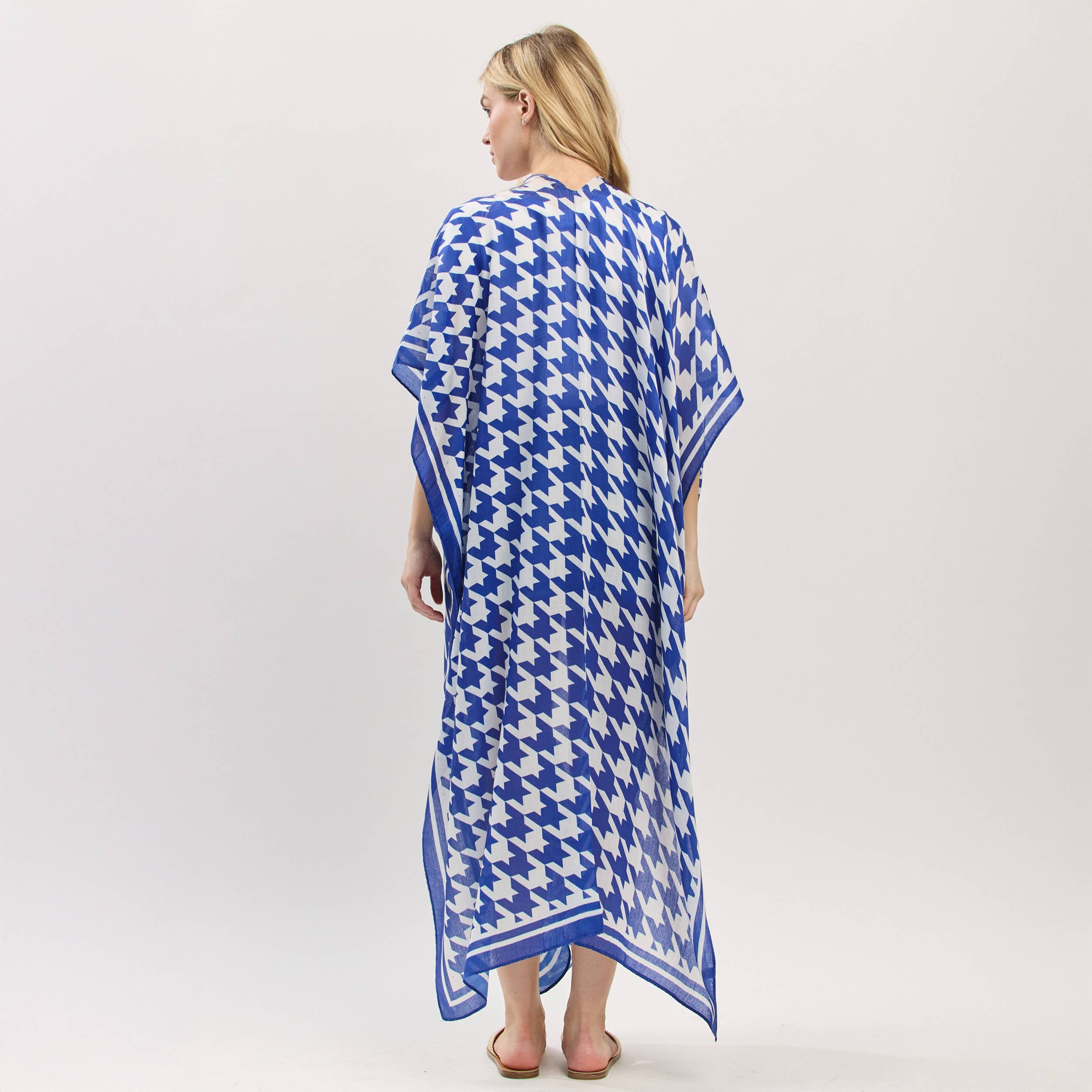 Houndstooth Royal Blue/White Kimono