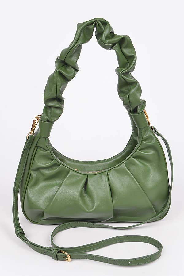 Pleated Shoulder Bag: Olive