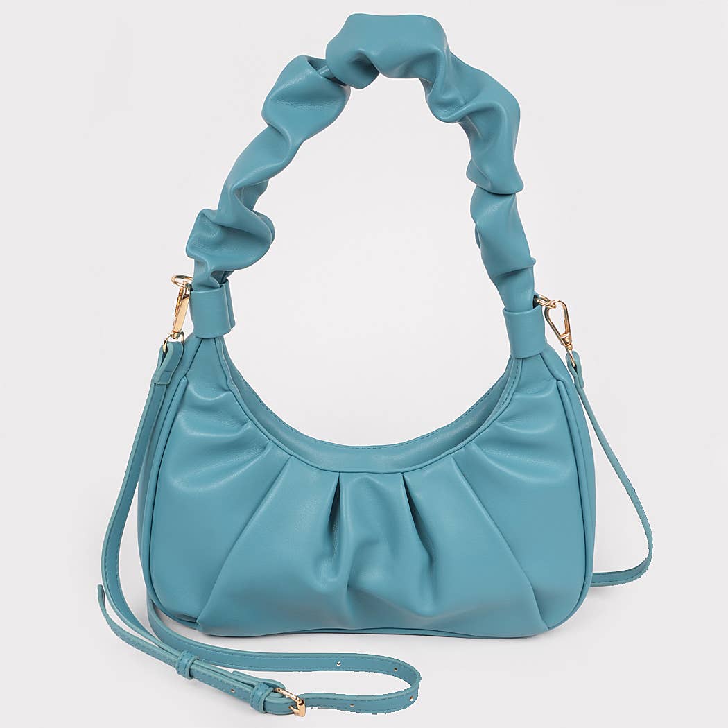 Pleated Shoulder Bag: Blue