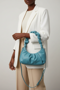 Pleated Shoulder Bag: Blue